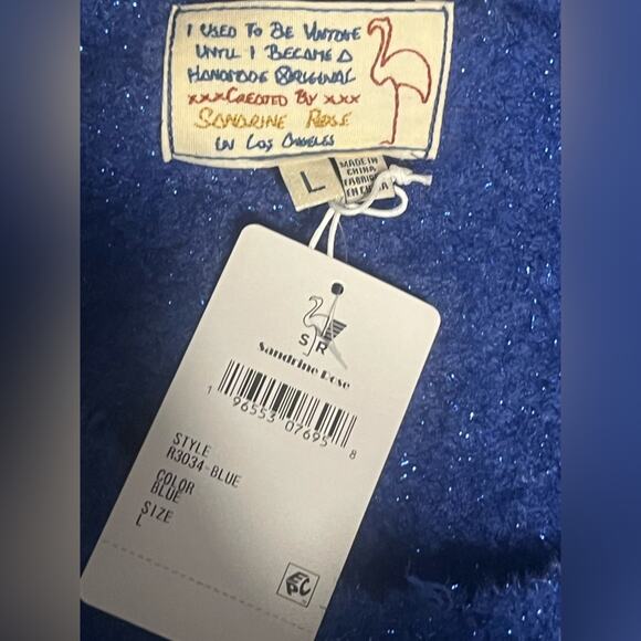 Sandrine Rose X Free People Fuzzy Metallic Distressed Oversized Sweater Large - Picture 9 of 10